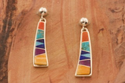 Calvin Begay Genuine Spiny Oyster Shell Sterling Silver Earrings